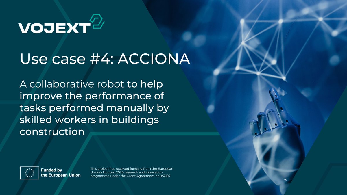 VOJEXT Project (@vojext) on Twitter photo #NextGenManufacturing 💥
Use case 4/5: <a href="/ACCIONA_EN/">ACCIONA (English)</a> - Collaborative #robot to help ↗️ performance of tasks performed manually by skilled workers in construction 🏗
✅ Identification of characteristics of work surfaces & quality of work carried out
Paving the way🎊 #NextGenManufacturing 💥
Use case 4/5: <a href="/ACCIONA_EN/">ACCIONA (English)</a> - Collaborative #robot to help ↗️ performance of tasks performed manually by skilled workers in construction 🏗
✅ Identification of characteristics of work surfaces & quality of work carried out
Paving the way🎊