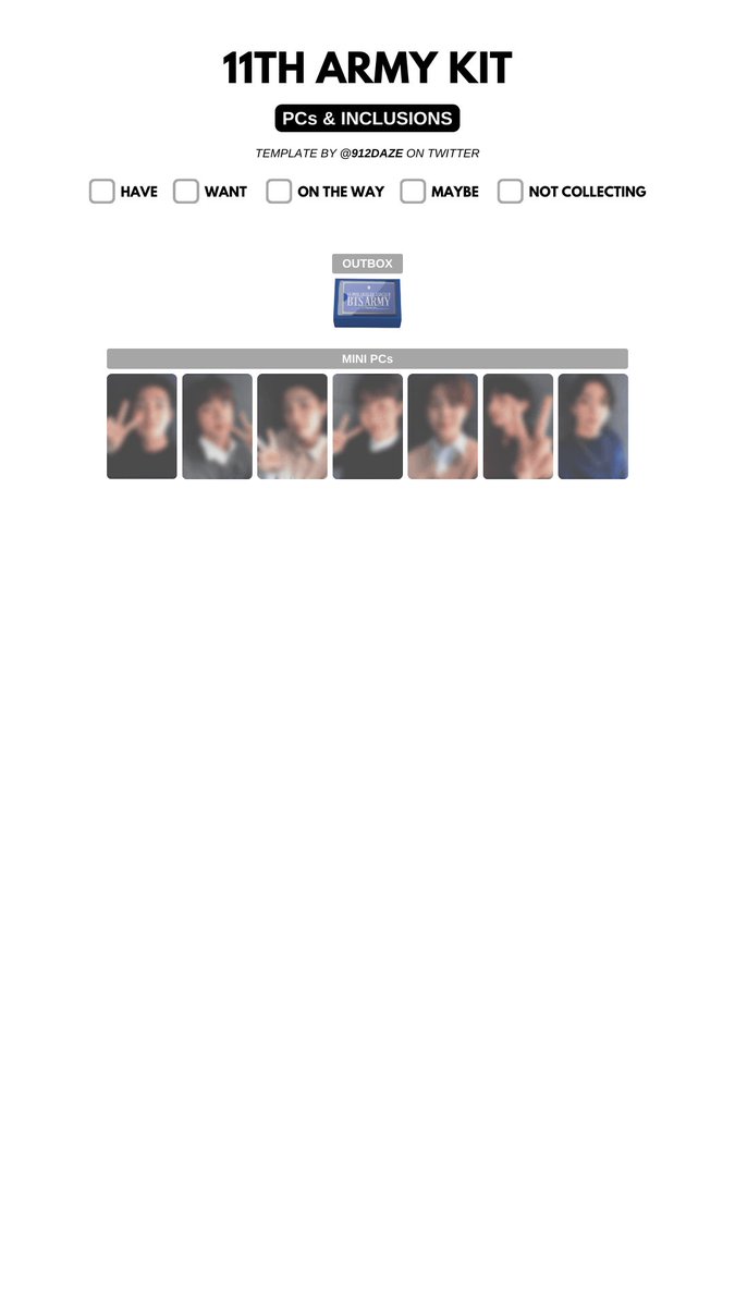 BTS ARMY MEMBERSHIP KIT PC PHOTOCARD WISHLIST TEMPLATES