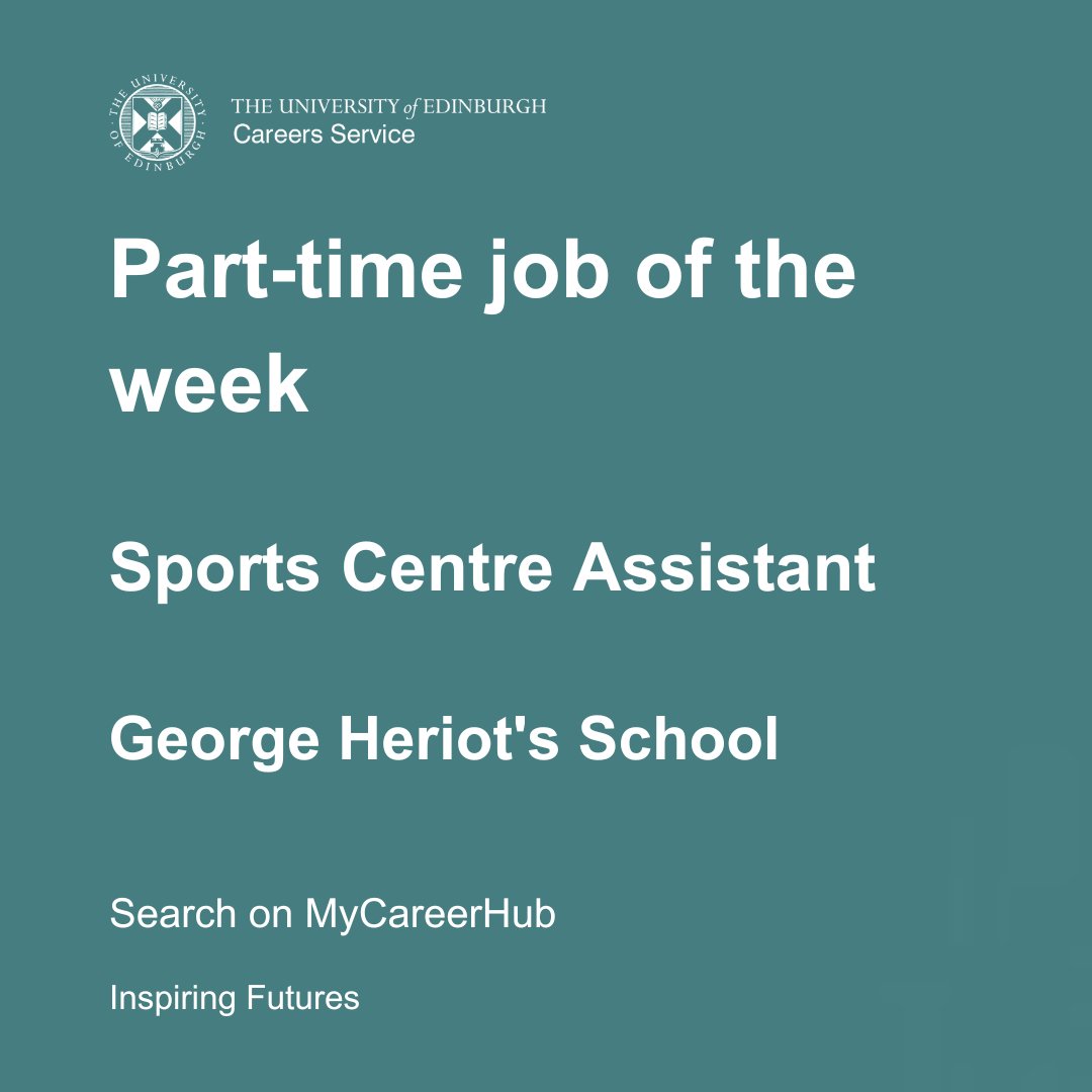 uofedcareers's tweet image. #PartTimeJoboftheWeek @George_Heriots are recruiting a Sports Centre Assistant. Find out more on MyCareerHub: edin.ac/4bqlnlE