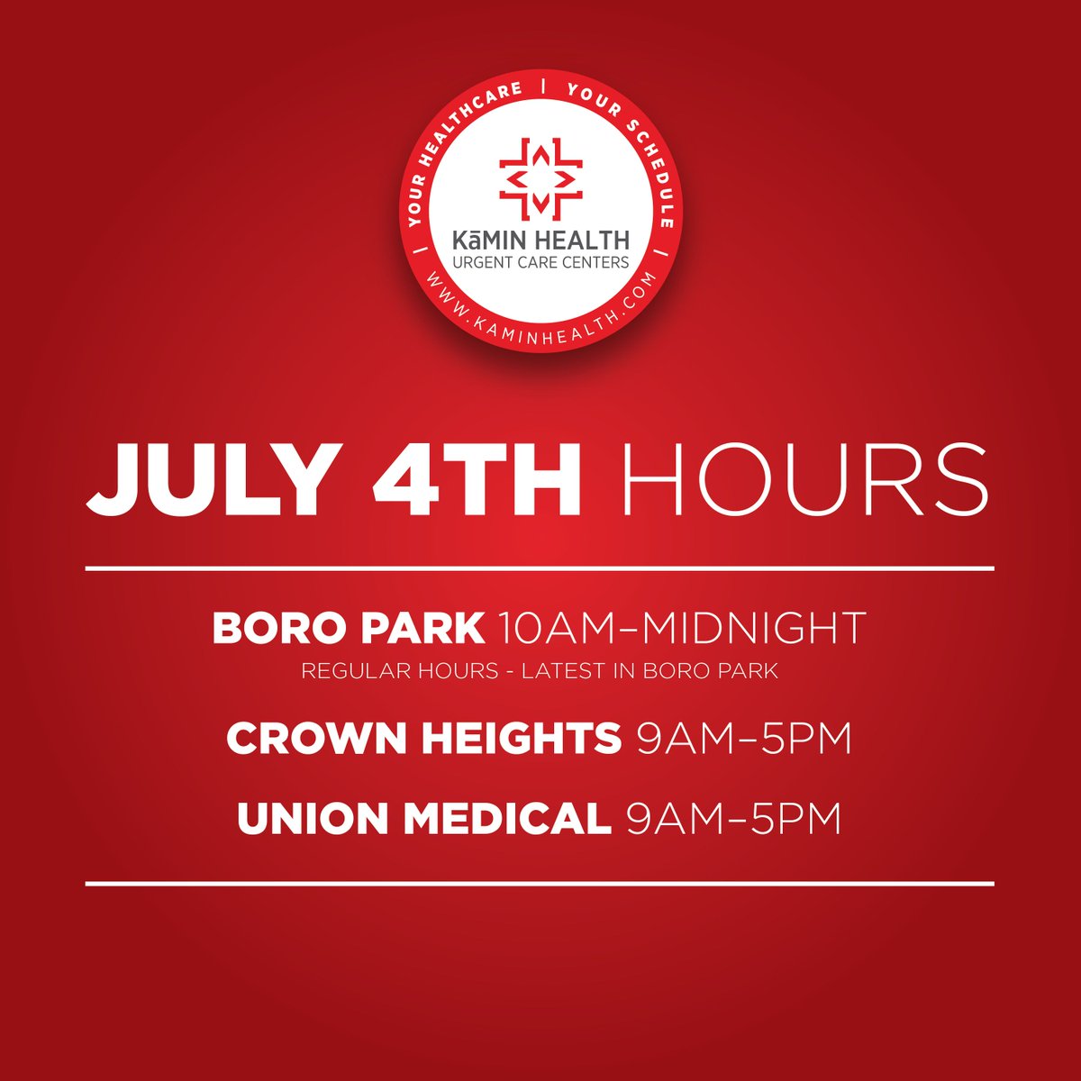 July 4th Special Hours.
Just Walk In!
#july4th