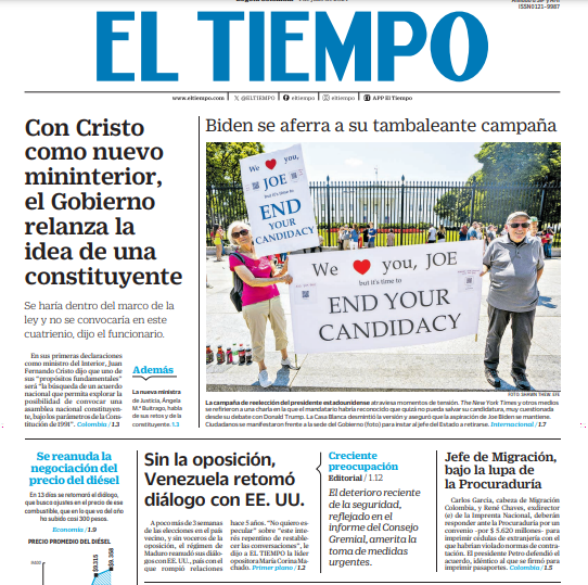 ELTIEMPO's tweet photo. ☀️¡Buenos días! Iniciamos este jueves con las noticias más importantes del día.   

🧵Abrimos hilo para que se mantenga actualizad@. ⬇️ https://t.co/uu2VO4Sqrh