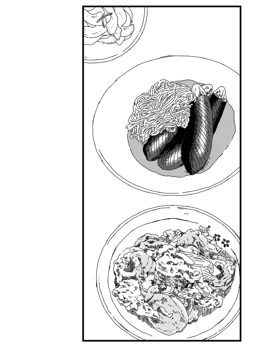 脱稿の疲労感でとっちらかった紹介ですみません

今回作ったのは上から
・加賀太きゅうりの酢の物
・なすそうめん
・車麩の卵とじ

の三点です
加賀太きゅうり以外は入手はご近所のスーパーでもラクラク、家でも作りやすい献立です
車麩の卵とじはのどが痛いときでもスルッと食べやすくてすき…!! 