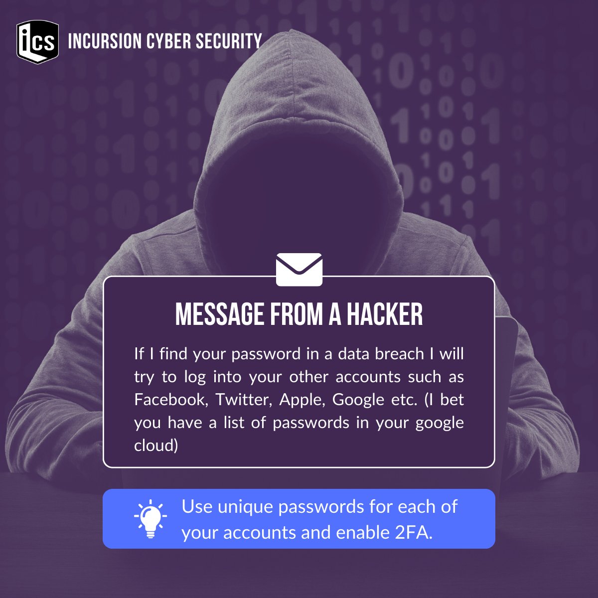 IncursionCS's tweet image. If you’re reusing your passwords, consider this a sign!🚩

Real-world hackers won’t send you a friendly message—they’ll just attack.
⚠ Act now, use unique passwords for every account and don&apos;t forget that 2FA. ⚠

And DM us for top-notch security advice!
#cybersecurity #infosec