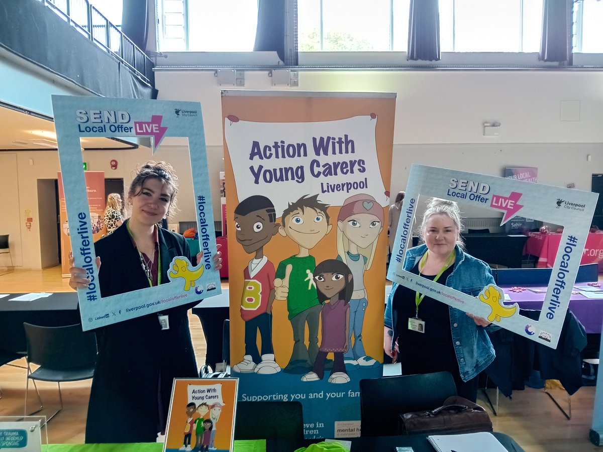 AWYCLiverpool's tweet photo. We had a fantastic day at #localofferlive talking about how we support children and young people and meeting with parents, carers and families 👋#youngcarerawareness https://t.co/UZAQUbxhEH