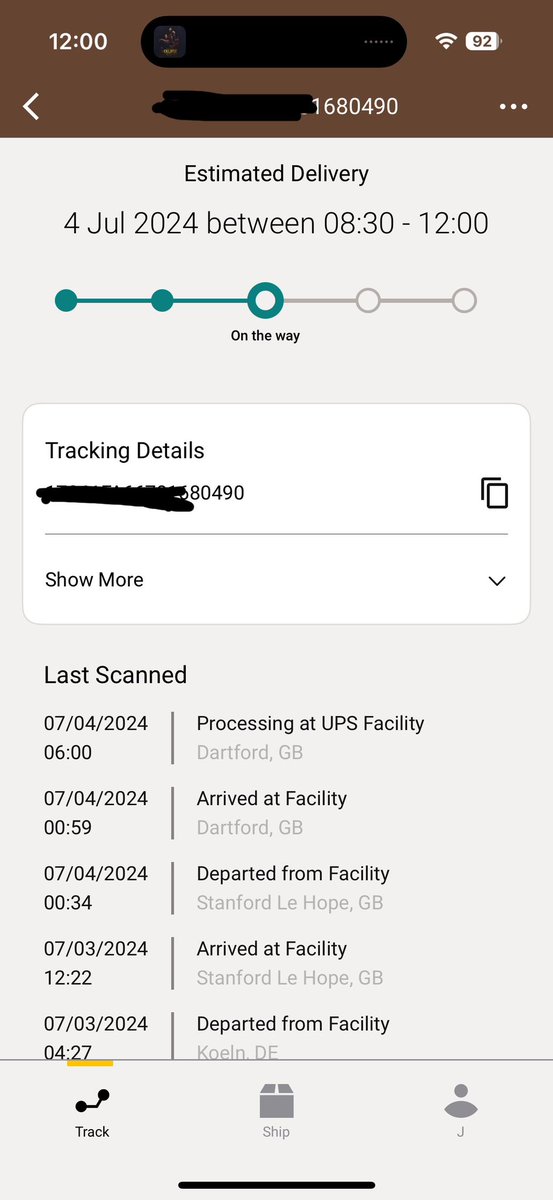 JDanielBenjamin's tweet photo. @UPS @UPS_UK need to get better at updating their tracking! Last 2 ‘scans’ didn’t show up til gone 0900 this morning and we’re now past the estimated time with no update. Even @evri are better with their updates! https://t.co/jgaZviVbEX