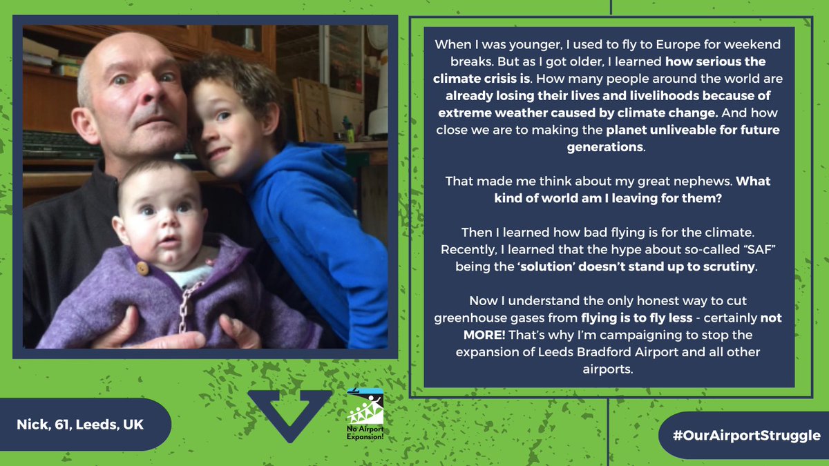 Behind every airport struggle are the human stories of those fighting for climate justice.

Our new series - in collaboration with <a href="/StayGroundedNet/">Stay Grounded - @staygroundednet on Bluesky 🦋</a> - tells these stories 🌳❤️‍🔥

First up: Nick from <a href="/galba_action/">GALBA - Group for Action on Leeds Bradford Airport</a> ⬇️

#OurAirportStruggle
#NoAirportExpansion