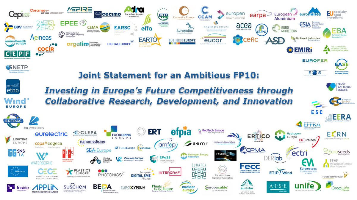 Today we join forces with 109 organisations to urge the EU Institutions to significantly increase the current budget in view of FP10 and to make pan-European collaborative research the cornerstone of FP10, answering industrial needs by excellence: bit.ly/3zswPQx