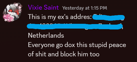 loona_saint's tweet photo. Imagine accusing someone of doxxing while you're the only one stooping this low @vixie_saint
You are such a hypocrite and lowlife loser, anyone who stands with this baffoon has terminal brain damage https://t.co/WeWl7yQTAf
