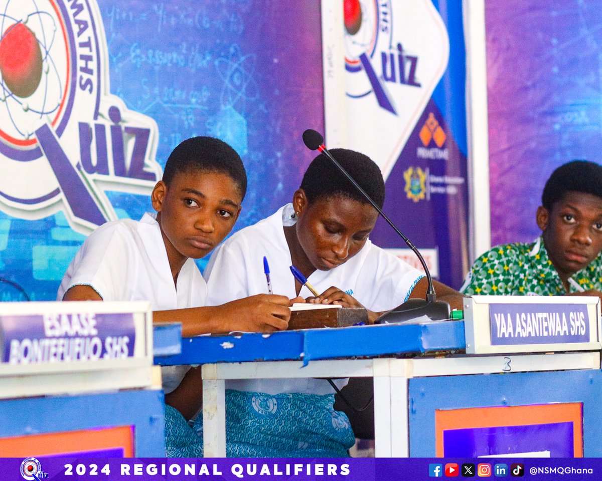 NSMQGhana's tweet image. ASHANTI

End of Round 3:

Yaa Asantewaa Girls&apos; SHS: 37pts
Esaase Bontefufuo SHTS: 22pts
Nyinahin Catholic SHS: 18pts
Akumadan SHS: 10pts

#NSMQRegionals #NSMQ2024 #Primetime