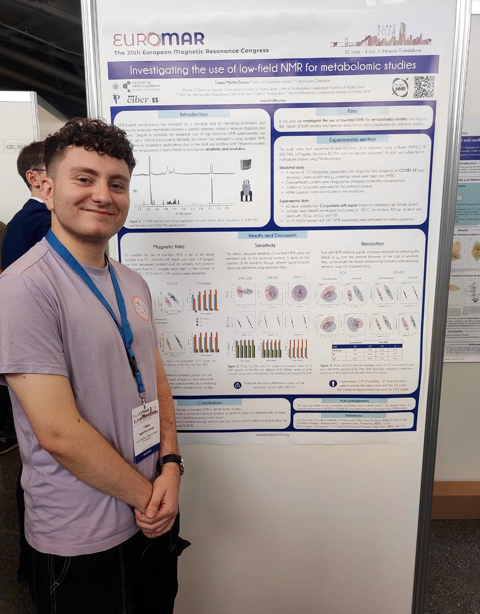 madNMRgroup's tweet photo. @PaolaOquist  and @tomas_mduque impress with their poster presentation at @euromar2024 ! 🌟 

#madNMR #NMRchat #glycotime  #euromar2024 #metabolomics #phdlife #MSclife #PIlife https://t.co/Xa0xNhNWOb