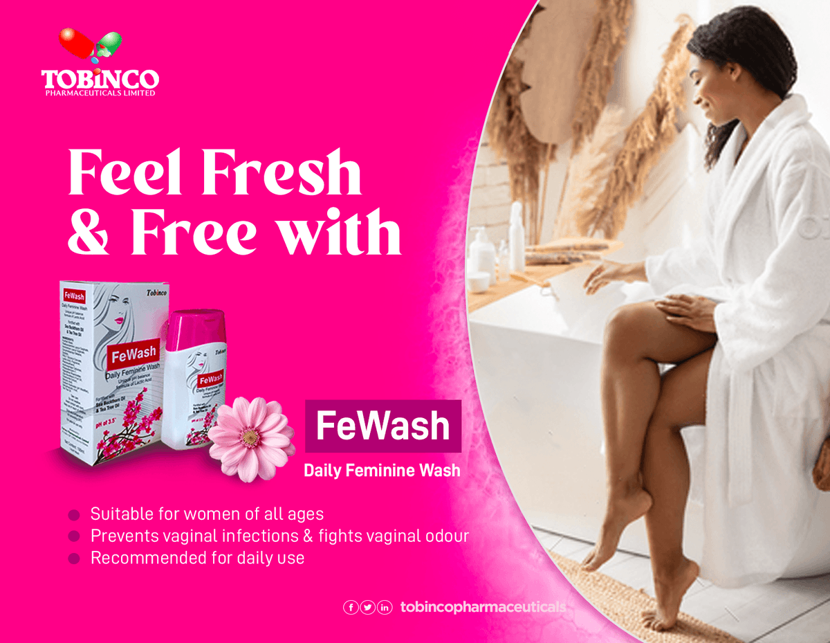 Tobincopharmacy's tweet photo. Ladies Feel Fresh and Free with #FeWash
#Vaginawash #Intimatewash #PH #Mohammedkudus #Chefsmith #Kingpaluta #Bece #Pharmaceutical #Thursday #Tobinco #Fresh https://t.co/yYHHvW1zVj