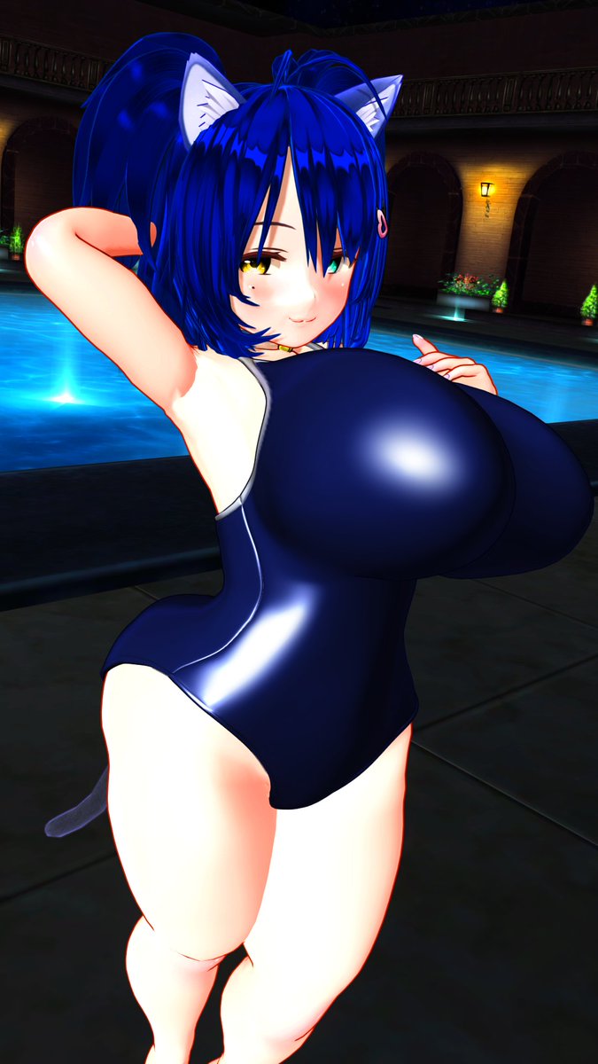 白スクと紺スクのラリアちゃん 