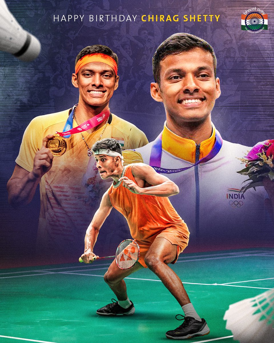 thebharatarmy's tweet image. 🇮🇳🏸 HAPPY BIRTHDAY, CHIRAG! Here's wishing one-half of the dynamic duo, all the best on his 27th birthday.

📷 Pics belong to the respective owners • #ChiragShetty #Badminton #HappyBirthday #TeamIndia #BharatArmy
