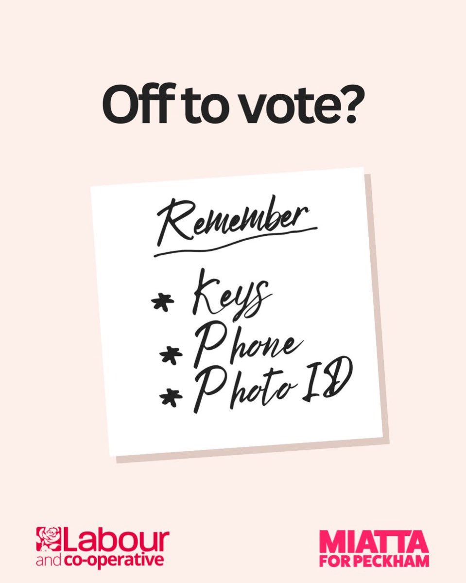 Don’t forget your ID- No ID, No Vote. 🌹