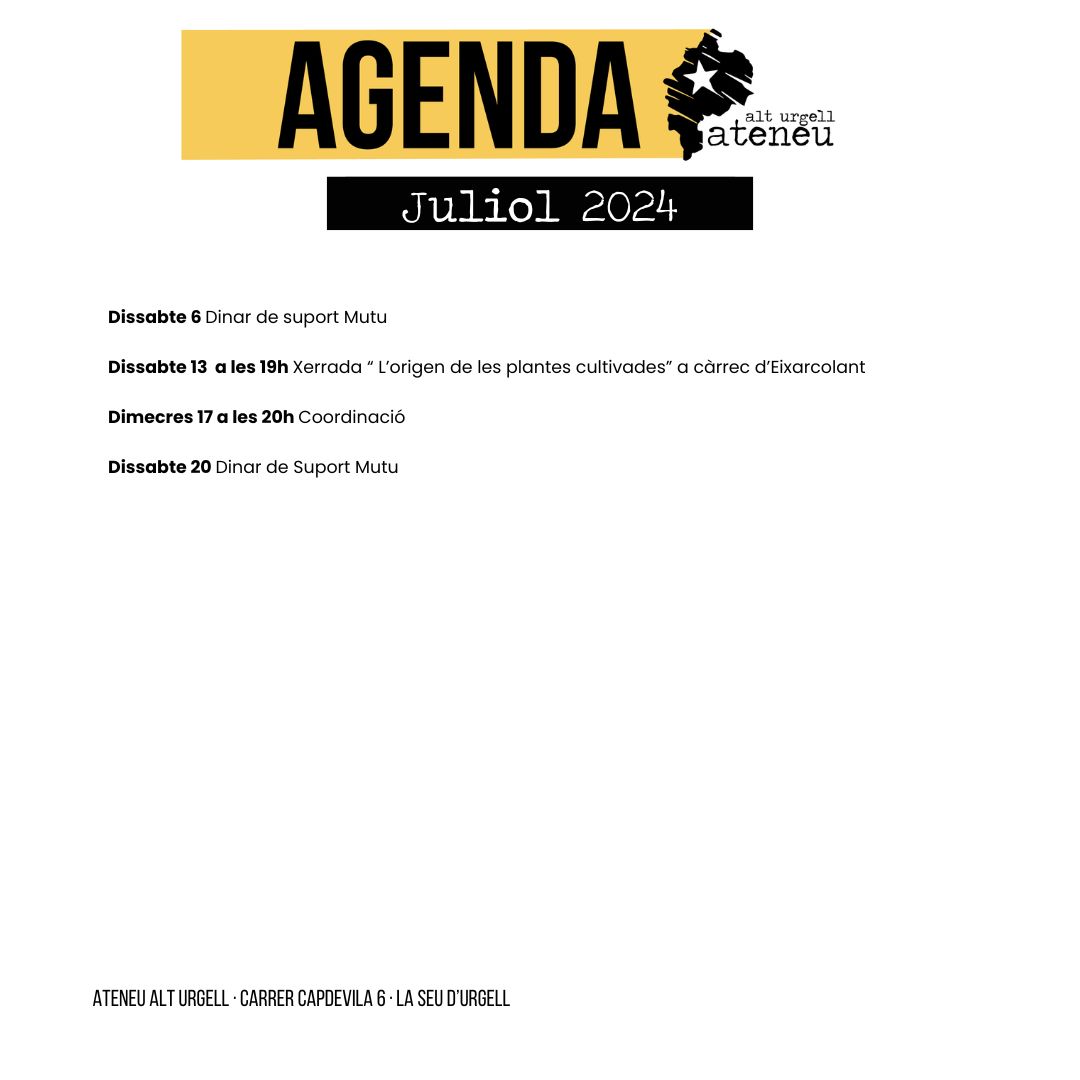🗓️ L'agenda de l'Ateneu del juliol 2024