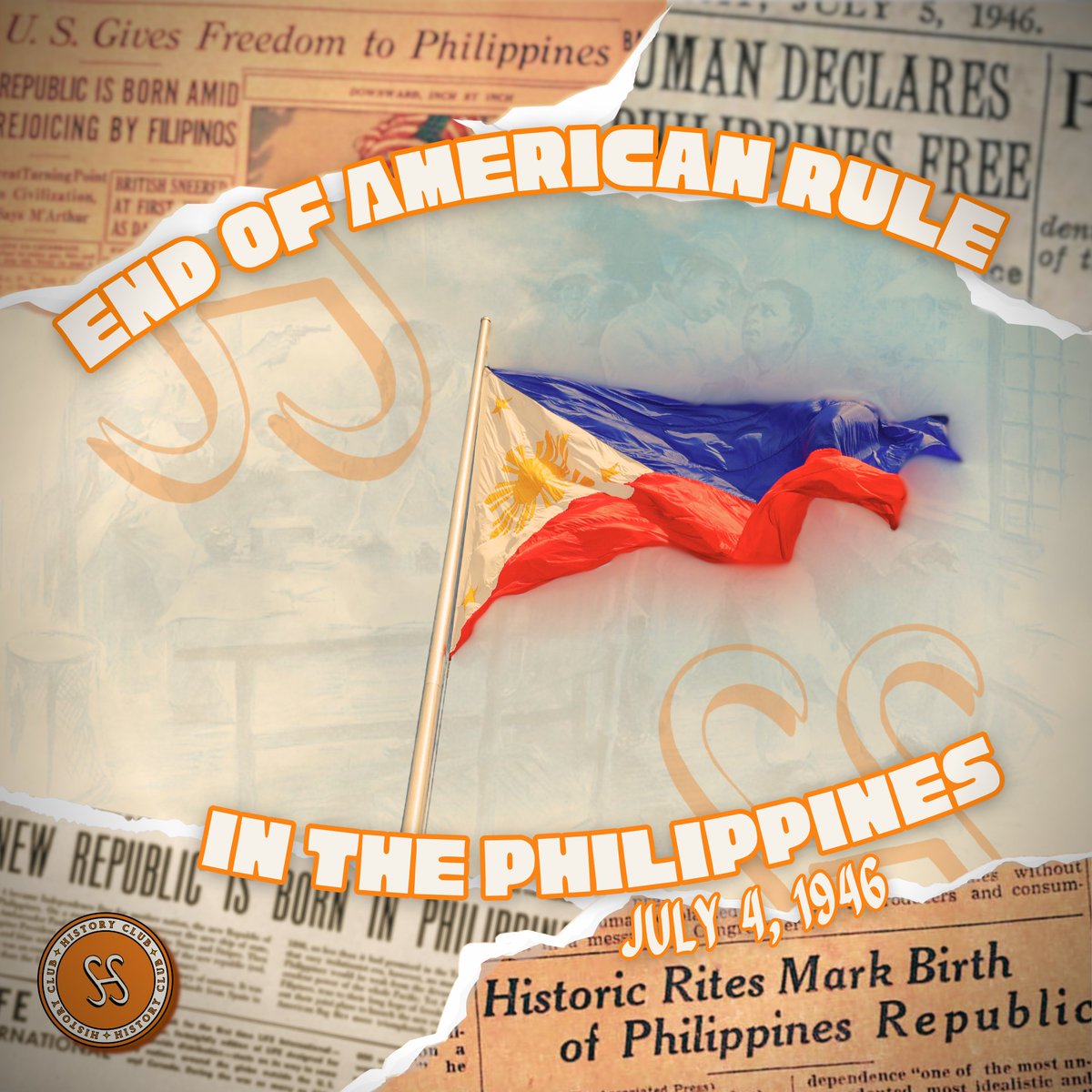 DLSUHistory's tweet photo. Sa araw ng Hulyo 4, 1946 nagtapos ang kolonyalismong Amerikano sa Pilipinas. Naging malayang bansa ang inang bayan matapos ang ikalawang digmaan pandaigdig at pamamahalang commonwealth. 
 
Likha ni Lexie Manaois https://t.co/KitCvWvFwT