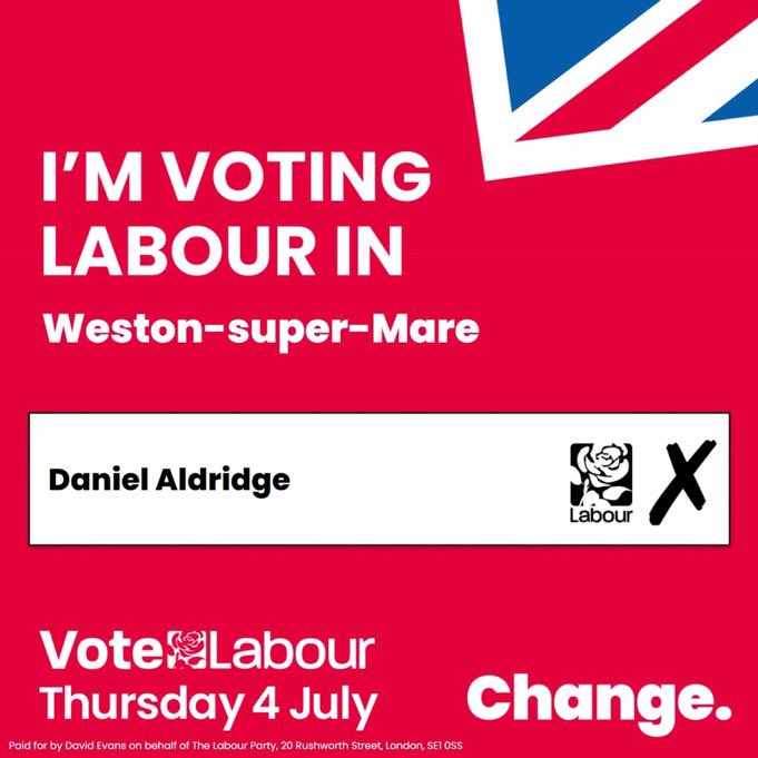 It’s election day in Weston super Mate and all over the UK. Weston friends, please vote for <a href="/DanAldridgeWSM/">Dan Aldridge MP</a> who’ll be a breath of fresh air for our town and will begin to tackle the many issues that hold us back.