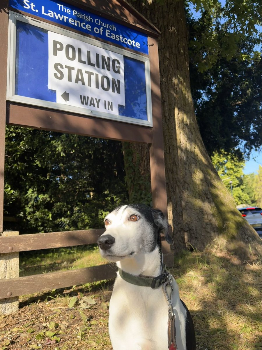 Out early with Max to vote at <a href="/SLE_Church/">St Lawrence Eastcote</a> <a href="/Hillingdon/">Hillingdon Council</a> #DogsAtPollingStations #Elections2024 #UseYourVote #PrayYourPart