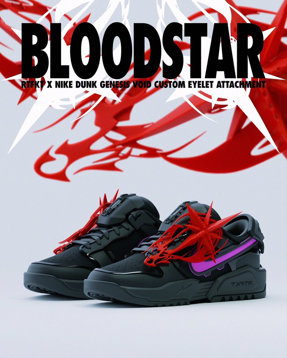 junwasheresince's tweet photo. mod name: [BLOODSTAR] custom rtfkt x nike dunk genesis eyelet attachment 
⋆ ☄︎.
·˚ * 🔭✩࿐࿔ 
my submission for RTFKT x NIKE DUNK MODS CREATOR CHALLENGE @rtfkt @rtfktcreators #dunkmodschallenge https://t.co/RVULedNVEL