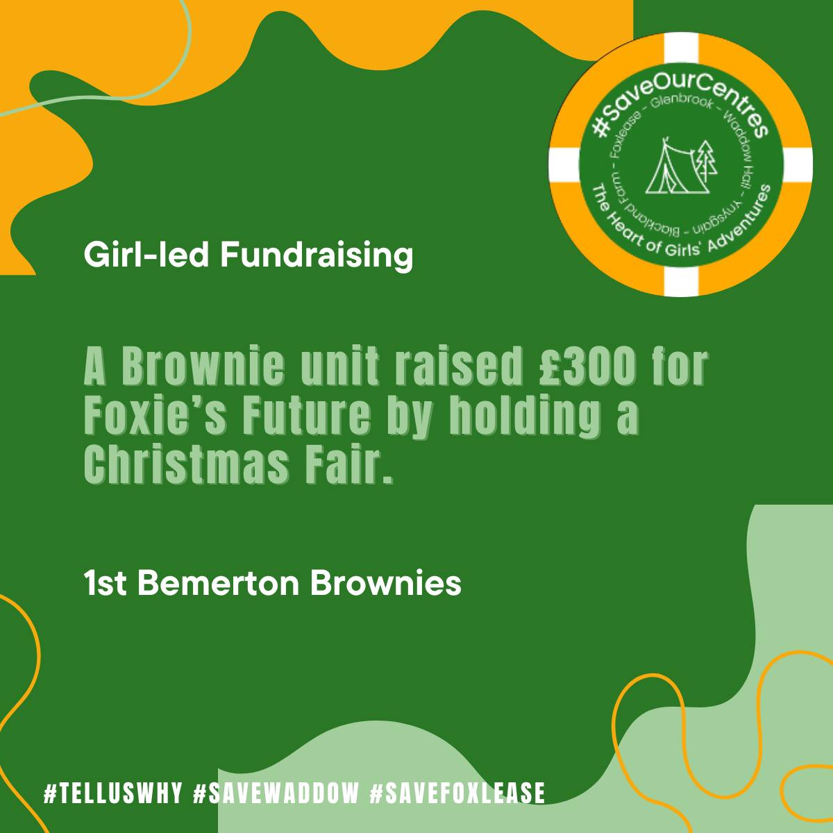 SaveourTACs's tweet photo. 1st Bemerton Brownies from @GirlguidingWS raised £300 for @FoxiesFuture by holding a Christmas fair.

There have been #GirlLed fundraising events over the past year to #SaveWaddow and #SaveFoxlease. The only thing standing between the girls and their aims is @Girlguding itself. https://t.co/3cyjEqJFtz