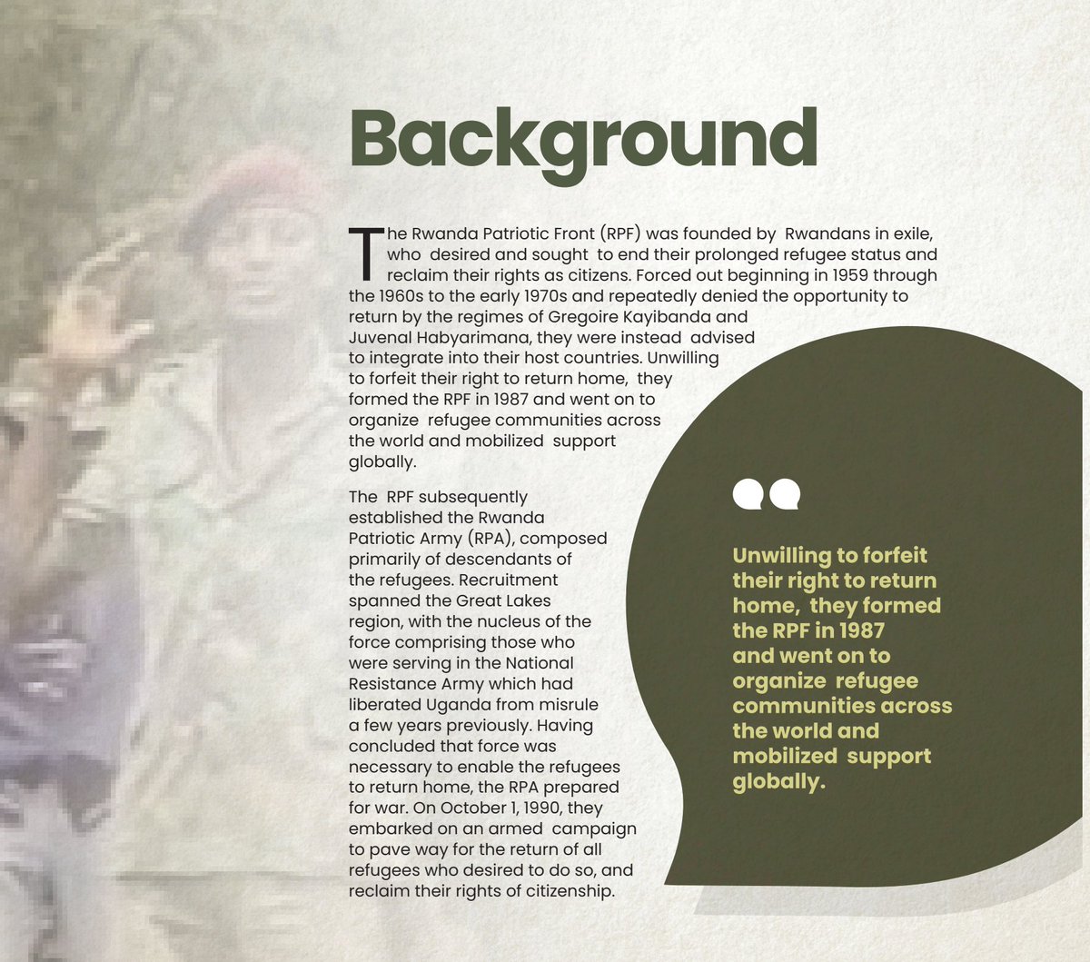 DavidToovey's tweet photo. To mark 30 years of Liberation, the @RwandaMoD has published a remarkable book titled "30 Years - A Journey of Transformation" documenting the liberation struggle, how security and stability was established, the effort to demobilise and reintegrate ex-combatants into society and the process of rebuilding the nation.

The book also details how the Rwanda Defence Force has become one of the most professional militaries in the world, and its contribution to national development and global peace keeping efforts. 

From stopping the Genocide against the Tutsi to building peace around the world, Rwandans can be proud of their men and women in uniform. 

#Kwibohora30🇷🇼