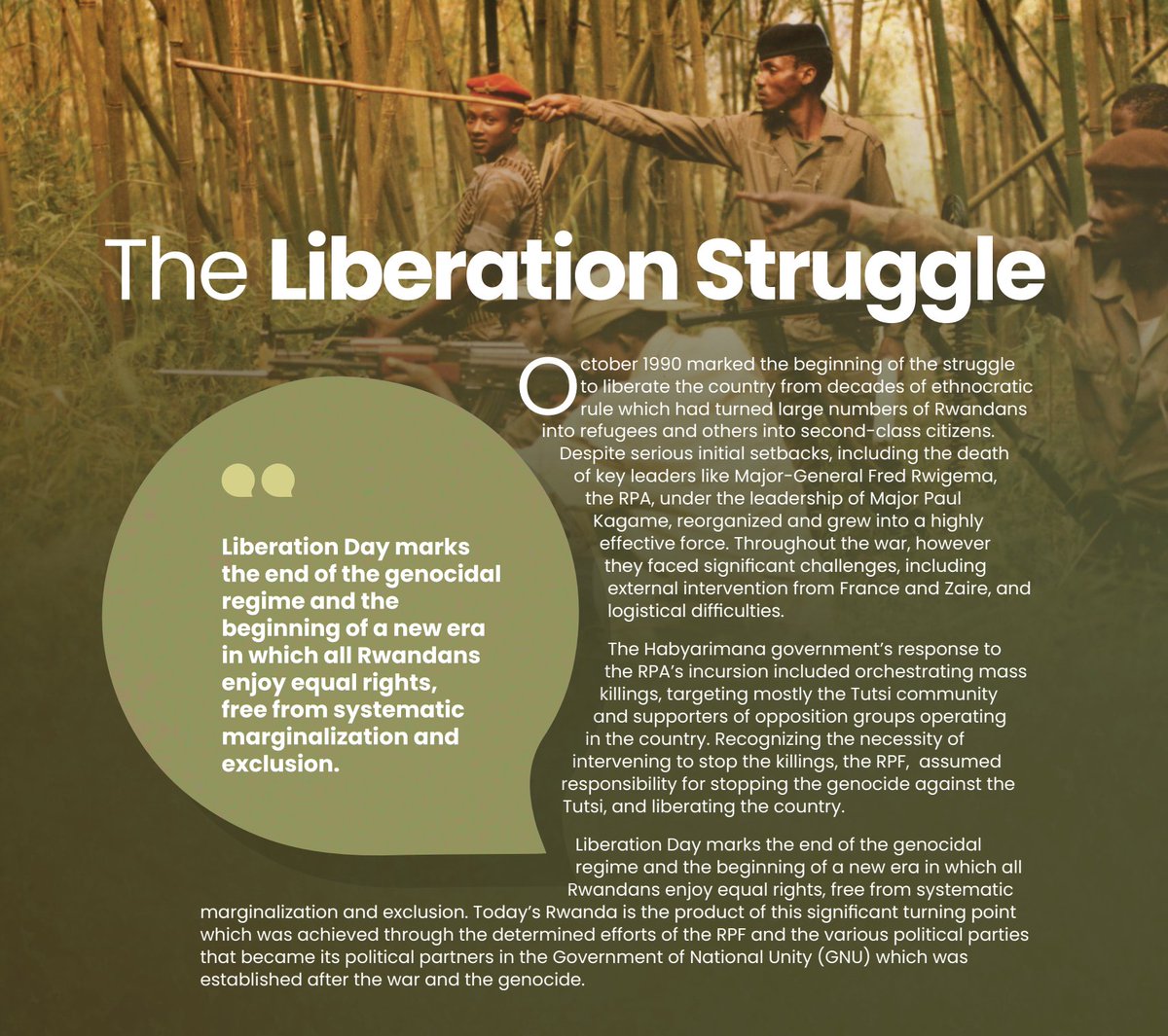 DavidToovey's tweet photo. To mark 30 years of Liberation, the @RwandaMoD has published a remarkable book titled "30 Years - A Journey of Transformation" documenting the liberation struggle, how security and stability was established, the effort to demobilise and reintegrate ex-combatants into society and the process of rebuilding the nation.

The book also details how the Rwanda Defence Force has become one of the most professional militaries in the world, and its contribution to national development and global peace keeping efforts. 

From stopping the Genocide against the Tutsi to building peace around the world, Rwandans can be proud of their men and women in uniform. 

#Kwibohora30🇷🇼