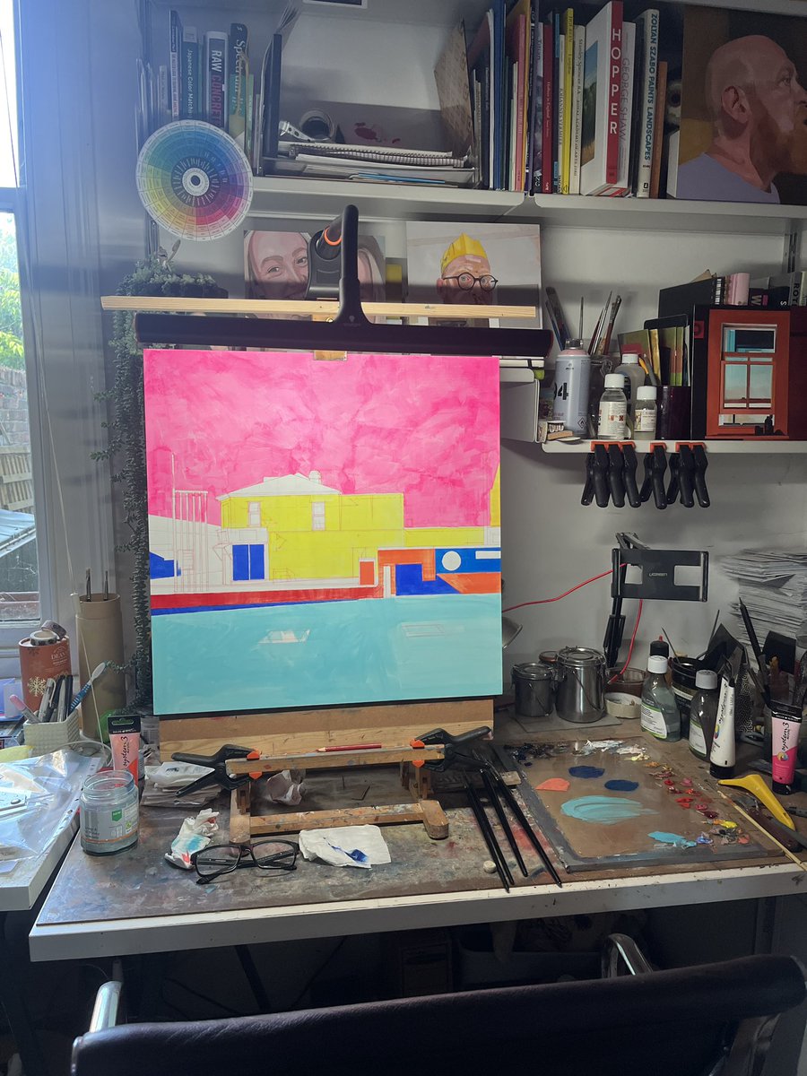 richardmcj's tweet photo. In the studio..

Really excited about getting stuck in to this today - new forecourt painting underway.. Oh, and voting!! #wip #VoteOutToHelpOut https://t.co/GhlA65vKum