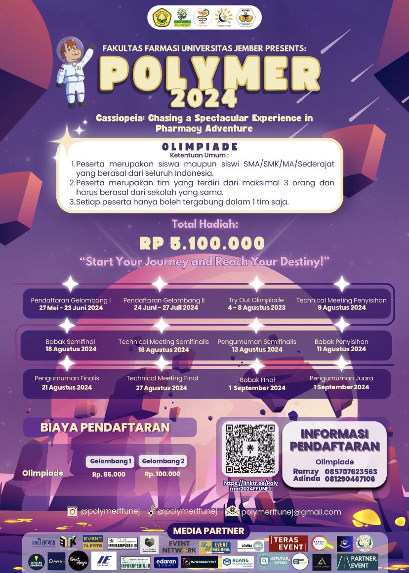 pinkycoquette_'s tweet image. 18. polymer 
fakultas farmasi unej masih buka pendaftaran gelombang dua nih buat olim nya! for more information, cek ig nya @ polymerffunej