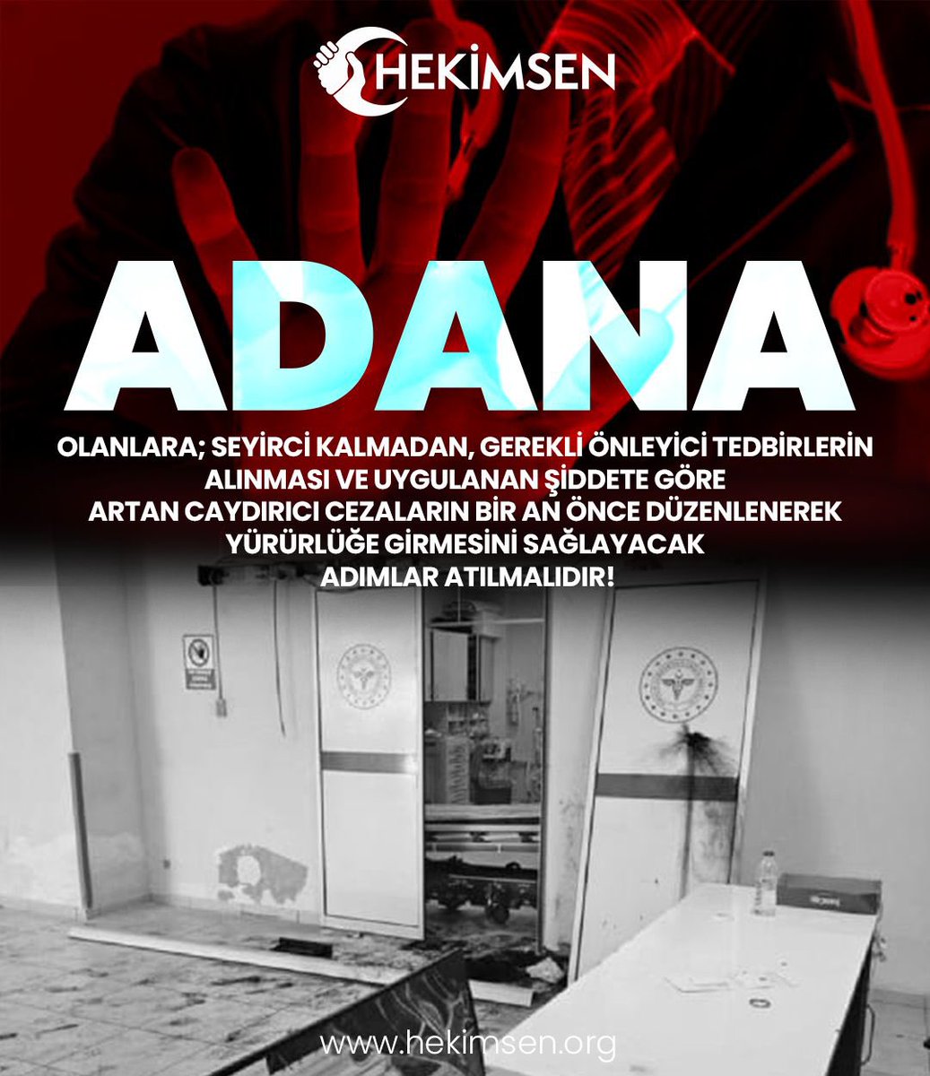 Adana Ceyhan Devlet Hastanesi Acil Servisi, inşaattan düşme nedeniyle vefat olarak getirilen kişinin yakınları tarafından dağıtılmıştır.
İnşaatta gerekli önlemi almayan inşaat sahibinin sorumluluğunu, görevleri sadece hayat kurtarmak olan hekim ve sağlık çalışanlarının hastalara