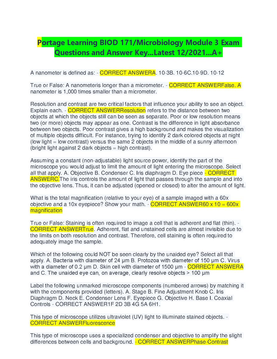 Inovators007's tweet image. fliwy.com/item/373204/po…

Portage Learning BIOD 171/Microbiology Module 3 Exam Questions and Answer Key Latest  2023

#biod171 #fliwy #biod171module3 #biod171questionsandanswers #PortageLearning #biod171PortageLearning