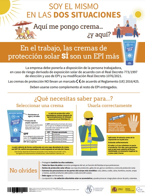 INSST_MITES_GOB's tweet photo. ☀️❗️Recuérdalo❗️

🧴En el trabajo, las cremas de protección solar SÍ son un EPI más

➕información👉https://t.co/5u7wTOmmwD
#INSST #CáncerDePiel https://t.co/iJ2fGlpHTf
