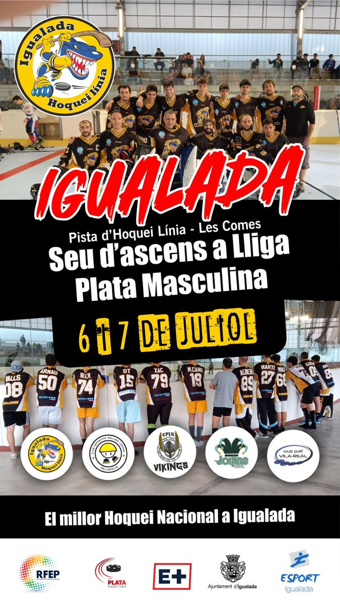 E+ (@esportplustv) on Twitter photo ๐ง๐๐ ๐ง๐๐! ๐
โ๏ธ Arriba la lluita per l'ascens a Lliga Plata Masculina d'hoquei lรญnia! ๐
โจ รs l'hora de la veritat, 5 equips i 1 sol objectiu! El premi de tota una temporada estร en joc a <a href="/ajigualada/">Ajuntament Igualada</a>! ๐ฅ
๐ Les Comes
๐๏ธ 6 i 7 de Juliol
๐บ esportplus.tv ๐ง๐๐ ๐ง๐๐! ๐
โ๏ธ Arriba la lluita per l'ascens a Lliga Plata Masculina d'hoquei lรญnia! ๐
โจ รs l'hora de la veritat, 5 equips i 1 sol objectiu! El premi de tota una temporada estร en joc a <a href="/ajigualada/">Ajuntament Igualada</a>! ๐ฅ
๐ Les Comes
๐๏ธ 6 i 7 de Juliol
๐บ esportplus.tv