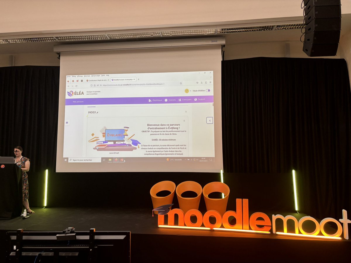 blandinemllt's tweet photo. S’entrainer au test de positionnement Ev@lang en utilisant la plateforme moodle Éléa.
Présentation de Camille Fossiez ce matin au Moodlemoot francophone.
#evalang #elea #moodle @MootFR24 https://t.co/C25LrmLgZC