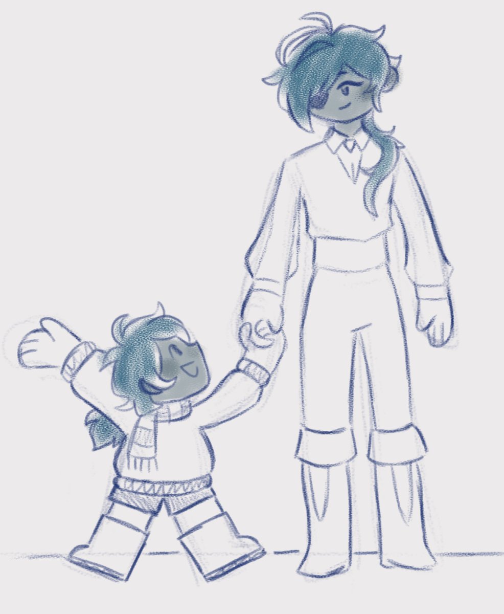 shahdaryu's tweet photo. (old sketch) Kaeya and his baby brother :) https://t.co/oLuDN7ivCO