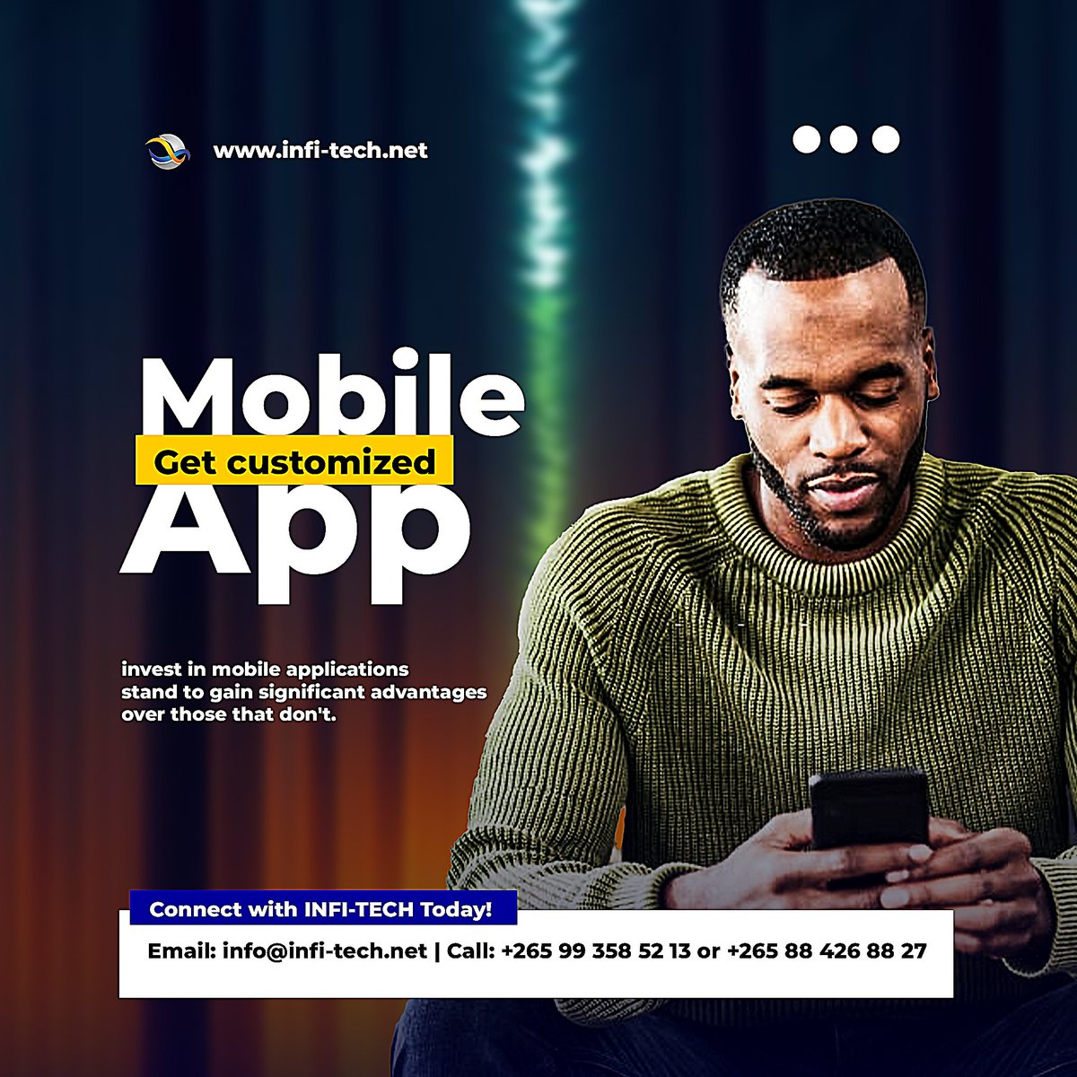 infitechmw's tweet image. Boost your business with a custom app! 🚀 Enhance customer engagement, increase visibility, improve efficiency, and gain a competitive edge. Ready to innovate?  Visit infi-tech.net 🌐 #CustomApp #BusinessGrowth #INFItech #Innovation #TechSolutions #MalawiBusiness