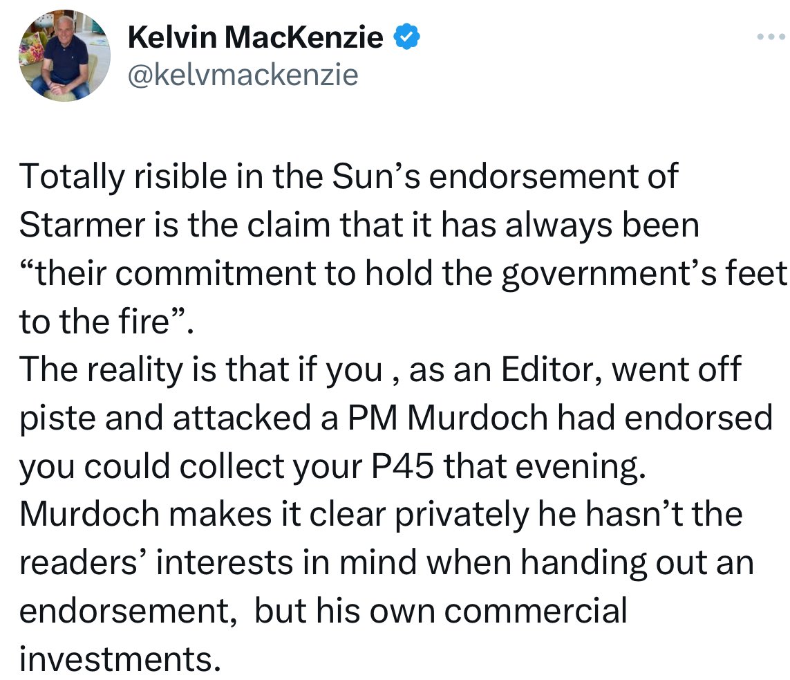 Quite the admission from the former editor of the Sun
