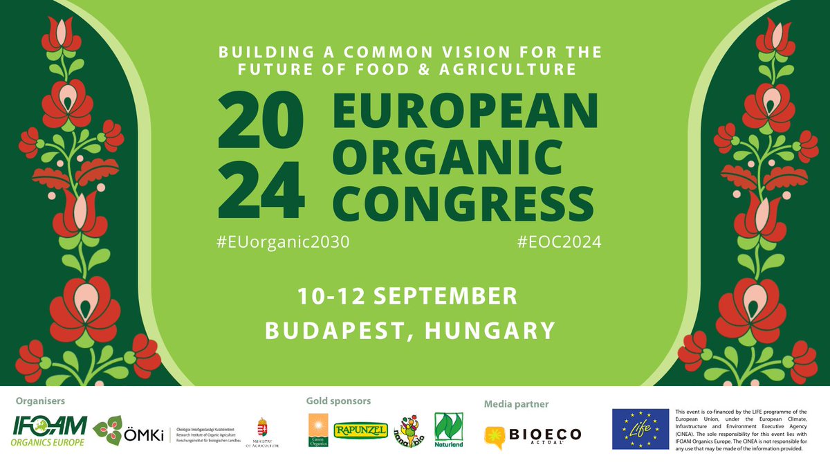 Do you want to discover new political mandate priorities, organic's profitability, NGTs deregulation, CAP future &amp; more? After 🇪🇺 elections, dive into hot, timely, politically relevant topics at #EOC2024🌱
Browse full programme &amp; book your ticket today
👉 europeanorganiccongress.bio