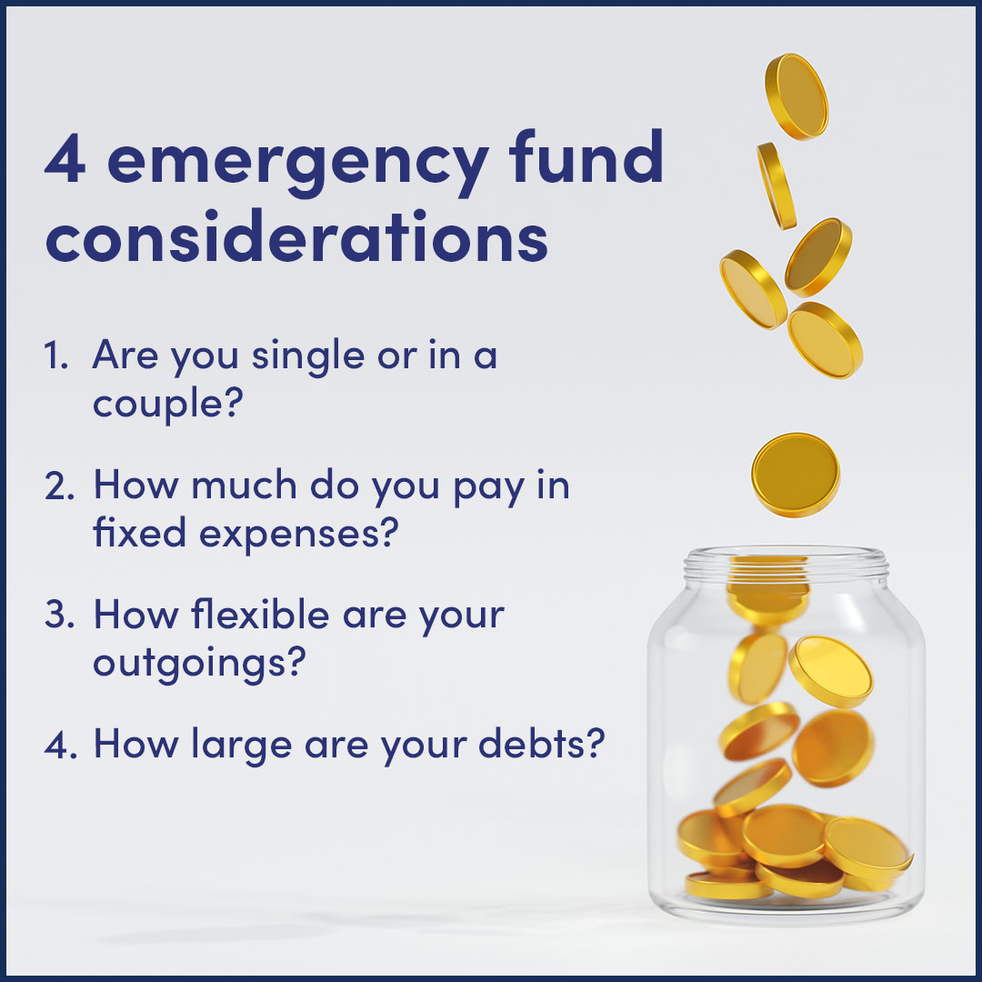 Having an emergency fund is important. It’s often recommended that your fund is able to cover up to six months of expenses. 🆘

While that sounds great, life isn’t always that simple. 

Here are four key considerations to keep in mind when planning how much to try and save.
