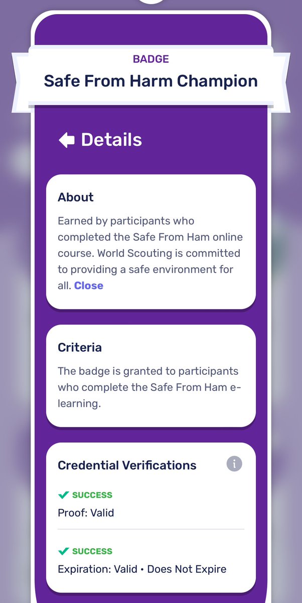 Calling out this use of emerging #tech by Scouts.

#Scouts need to pass SafeFromHarm assessments before major <a href="/worldscouting/">World Scouting</a> events.

The certificates for this year’s World Scout Conference are issued on #blockchain in ScoutPass app.

#ethereum #web3