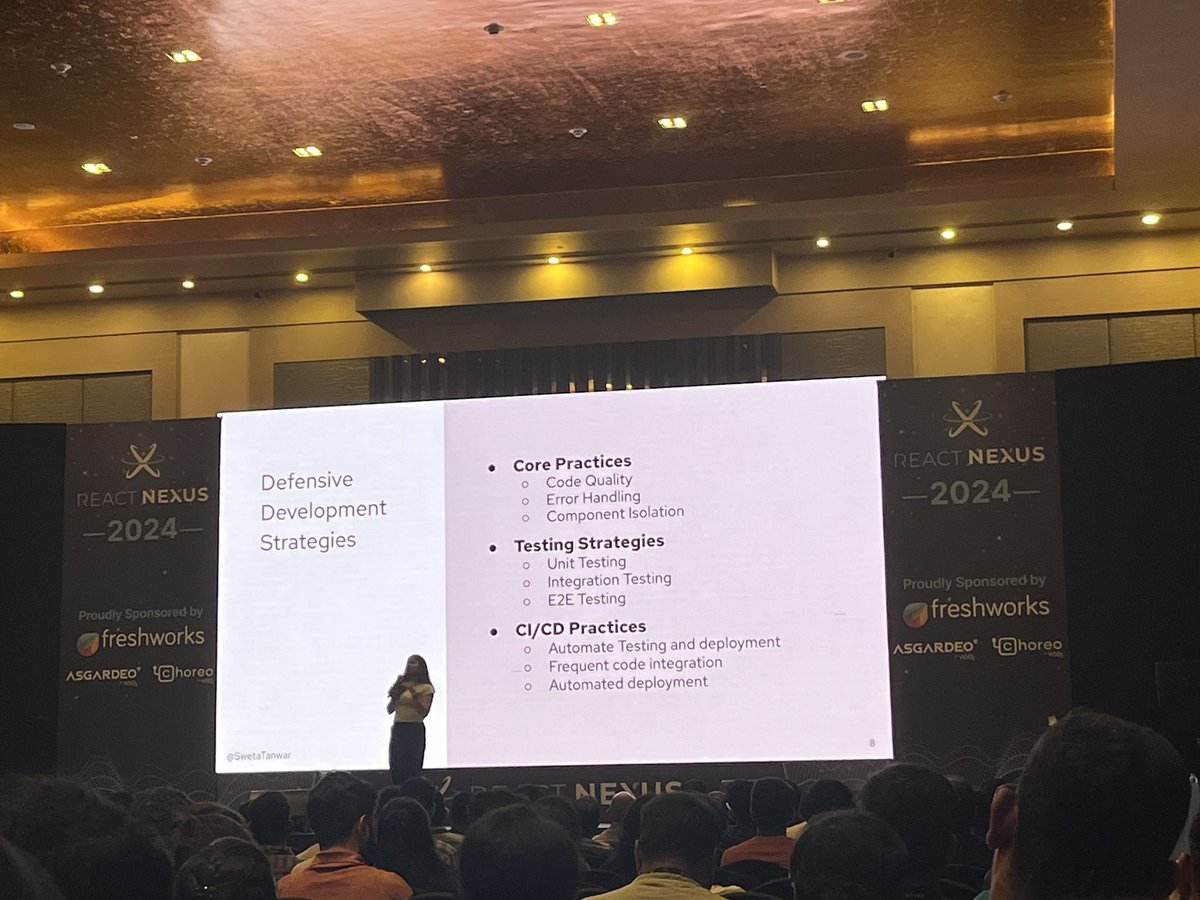 drraghavendra91's tweet image. Versatile Genius @SwetaTanwar Presentation of Defense Development Strategies to be used in Product and Project follow the procedure stated in the photo.Here comes a surprise snapshot @ReactNexus #ReactNexus2024