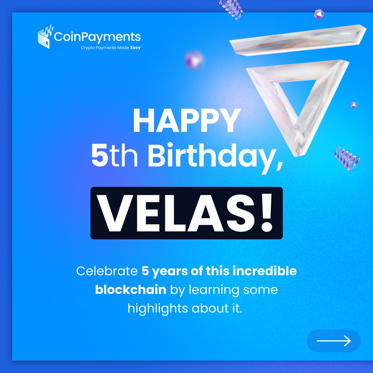 COINPAYMENTSNET's tweet photo. Happy 5th Birthday, Velas @VelasBlockchain ! 🎉🥳 

Uncover fascinating facts about this innovative blockchain platform.

Founded by Alex Alexandrov @ervichov, the mind behind CoinPayments, Velas has quickly gained traction in the crypto world.

With industry-leading security, it processes over 50,000 transactions per second with very low fees.

Considering integrating Velas (VLX) payments into your business?

CoinPayments makes it easy with all the tools you need.

🚀 Start your journey today at https://t.co/v3dPBuNH59.