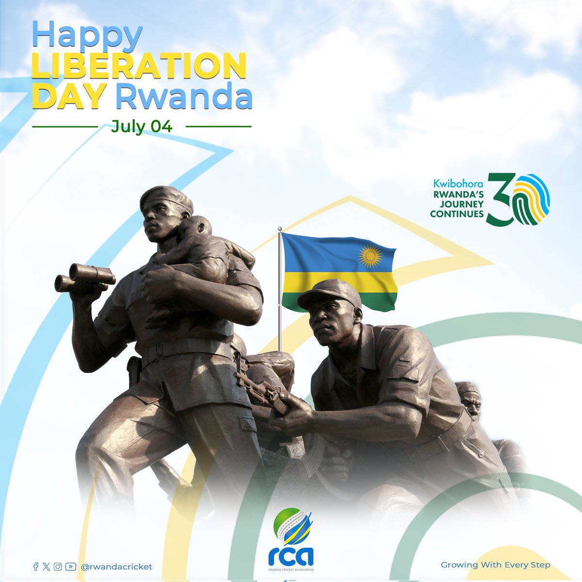 RwandaCricket's tweet image. Rwanda cricket association is wishing all Rwandans a joyful day of freedom and unity #LiberationDay #RwandaCricket #UnityInSport