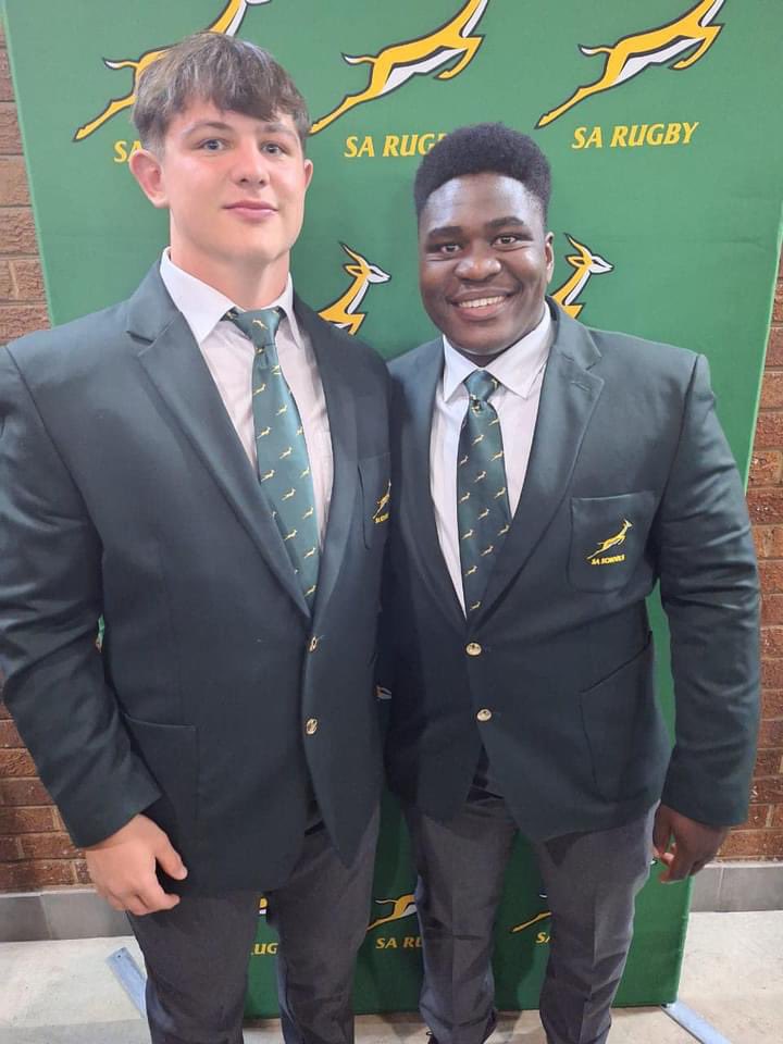 #SArugby 

Congratulations to our two #RedBlackWhite College SA Schools front row rugby players, Aiden Botha &amp; Phiwayinkosi “Rambo” Kubheka who were capped yesterday. 

They take on SA Schools A this afternoon and play a series of matches in August. 

Best wishes gentlemen 🔴⚫️⚪️