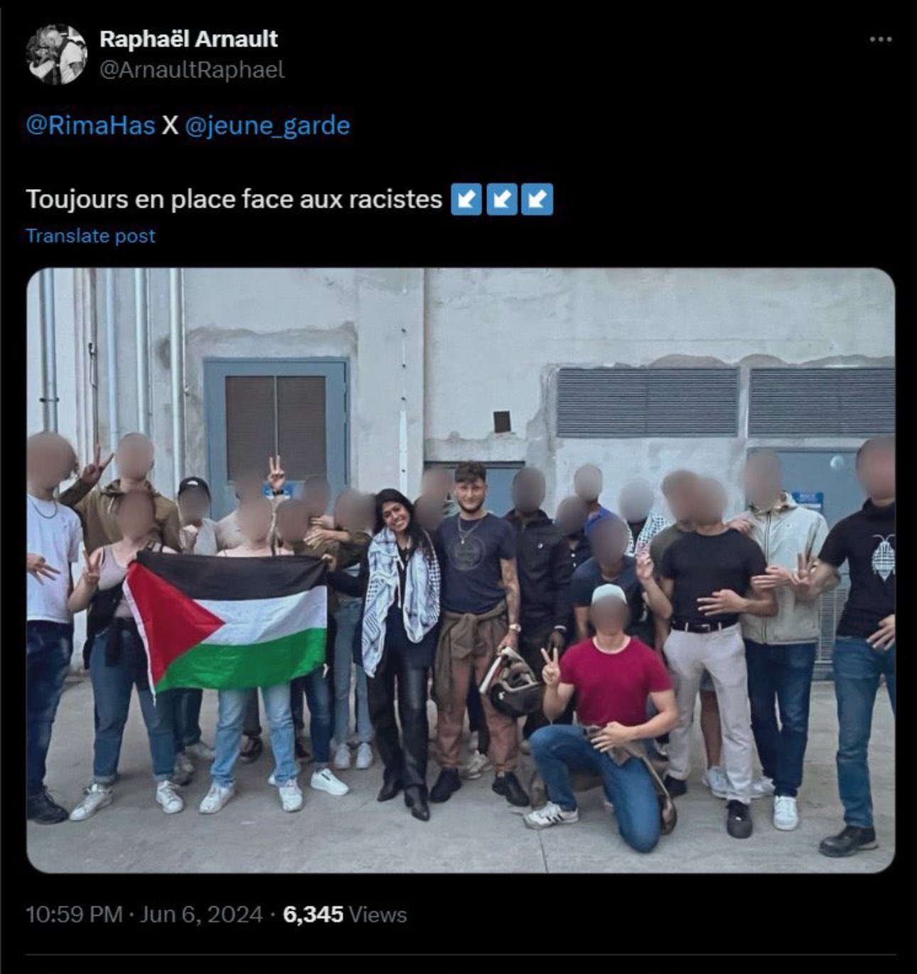 Rima Hassan on X: Puisque tout le monde sentête, cette photo qui est  utilisée par certains a été postée le 6 juin, elle a été prise à la fin du  meeting de