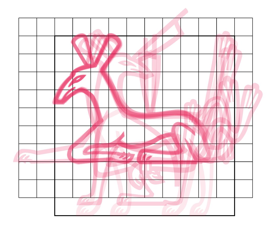 Ayer por la noche me aburría y empecé a trabajar con los iconos de #Seth. Aquí tenéis una imagen con todas sus posturas superpuestas a la cuadrícula de trabajo, antes de empezar el dibujo vectorial. Me estoy planteando hacer un vídeo del proceso. #MeduNetcher