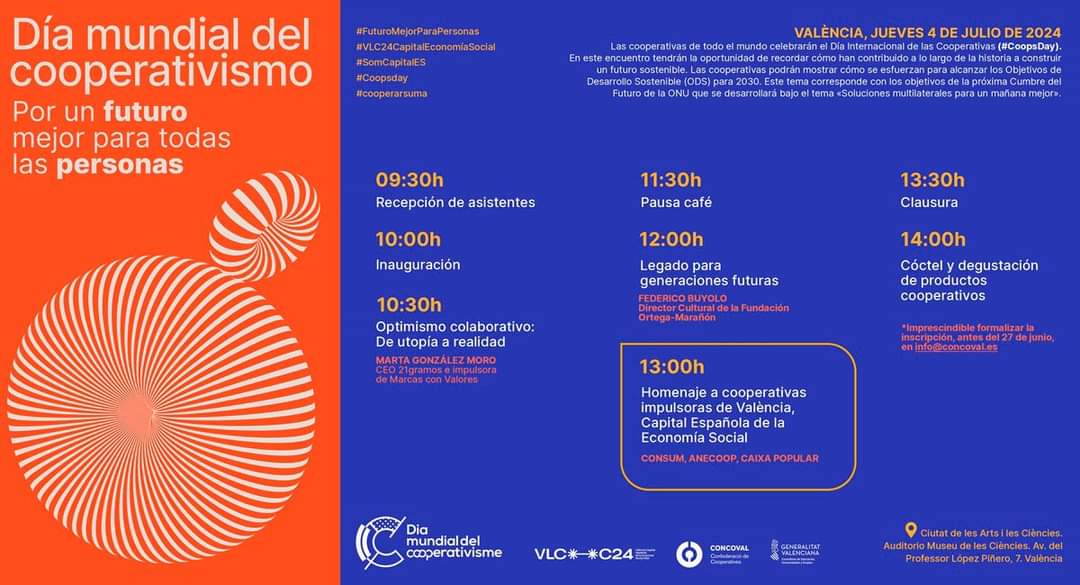 Hoy con <a href="/concoval/">Concoval</a> compartiendo #Coopsday con el movimiento cooperativo valenciano con un significativo programa en el marco de #VLC24CapitalEconomiaSocial y trabajando por un #FuturoMejorParaPersonas porque #cooperarsuma