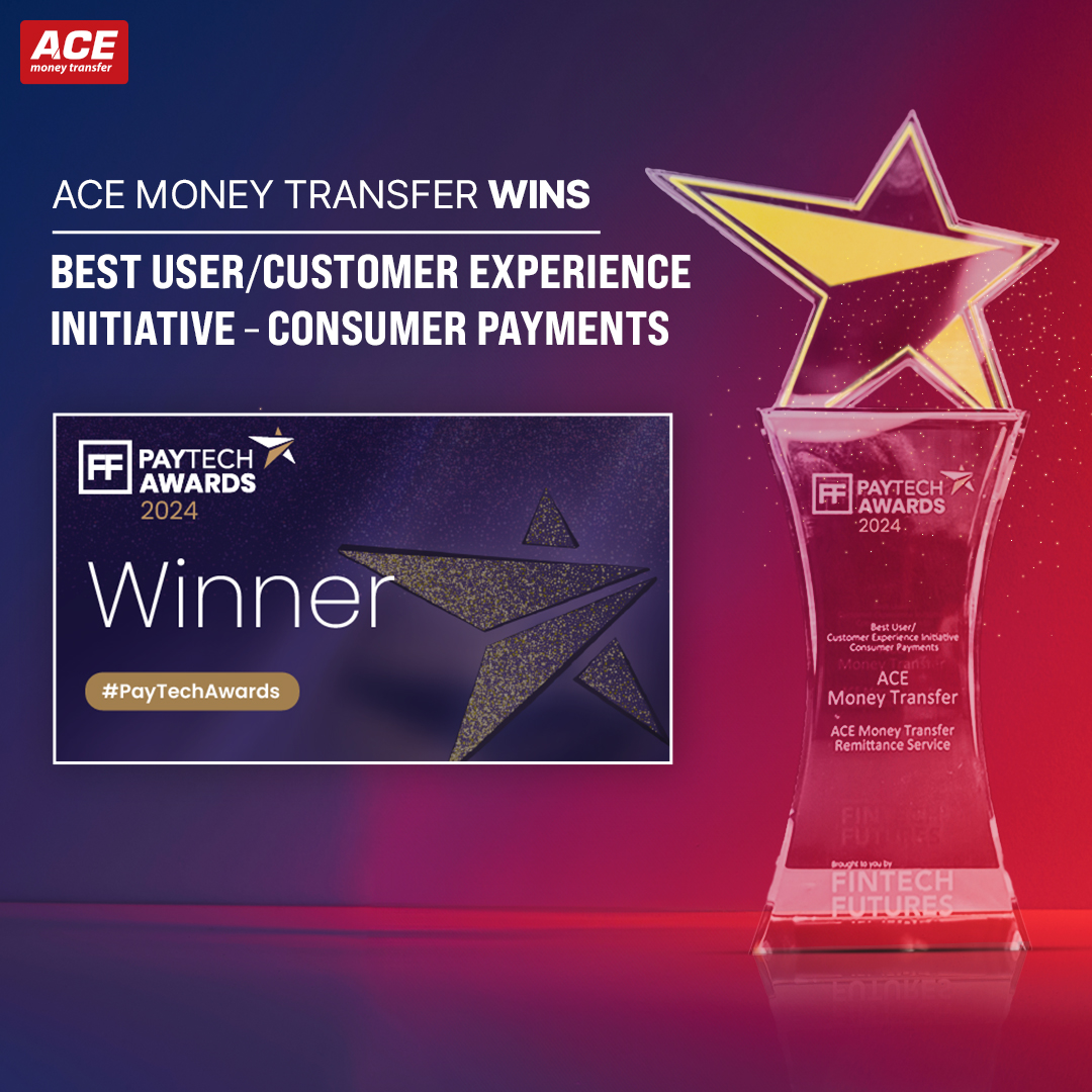 ACEMoneyTransfr's tweet photo. Thrilled to announce yet another milestone - ACE Money Transfer has been recognized at the 𝗣𝗮𝘆𝗧𝗲𝗰𝗵 𝗔𝘄𝗮𝗿𝗱𝘀 𝟮𝟬𝟮𝟰!

We are honored to receive the award for "𝐁𝐞𝐬𝐭 𝐔𝐬𝐞𝐫/𝐂𝐮𝐬𝐭𝐨𝐦𝐞𝐫 𝐄𝐱𝐩𝐞𝐫𝐢𝐞𝐧𝐜𝐞 𝐈𝐧𝐢𝐭𝐢𝐚𝐭𝐢𝐯𝐞 - 𝐂𝐨𝐧𝐬𝐮𝐦𝐞𝐫 𝐏𝐚𝐲𝐦𝐞𝐧𝐭𝐬". This prestigious recognition underscores our commitment to providing a seamless and user-friendly experience for our valued customers.

Thank you for choosing ACE!

#ACEMoneyTransfer #PayTechAwards2024 #DeliveringYourPromises