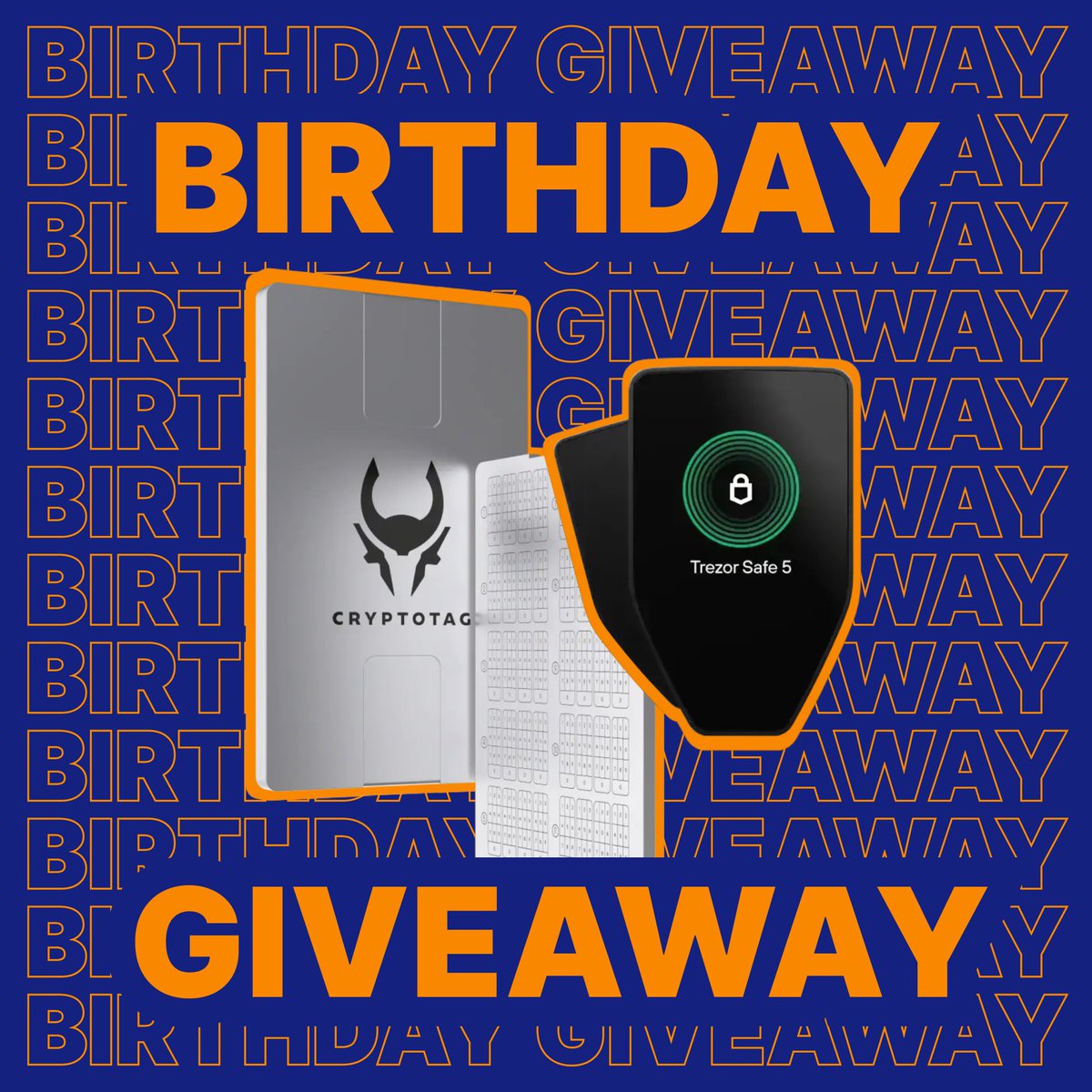 🎁BIRTHDAY GIVEAWAY!🎁

To celebrate our 4th birthday, we are giving away:

- 1 pack of Cryptotag Zeus + Trezor Safe 5  
- 1 pack of Cryptotag Zeus + Trezor Safe 3 

To enter the giveaway:

🔁Repost and like this post
💙Follow <a href="/CRYPTO_TAG/">CRYPTOTAG | Seed Phrase Storage</a>, <a href="/Trezor/">Trezor</a> and <a href="/relai_app/">Relai 🇨🇭</a>

Good luck!
