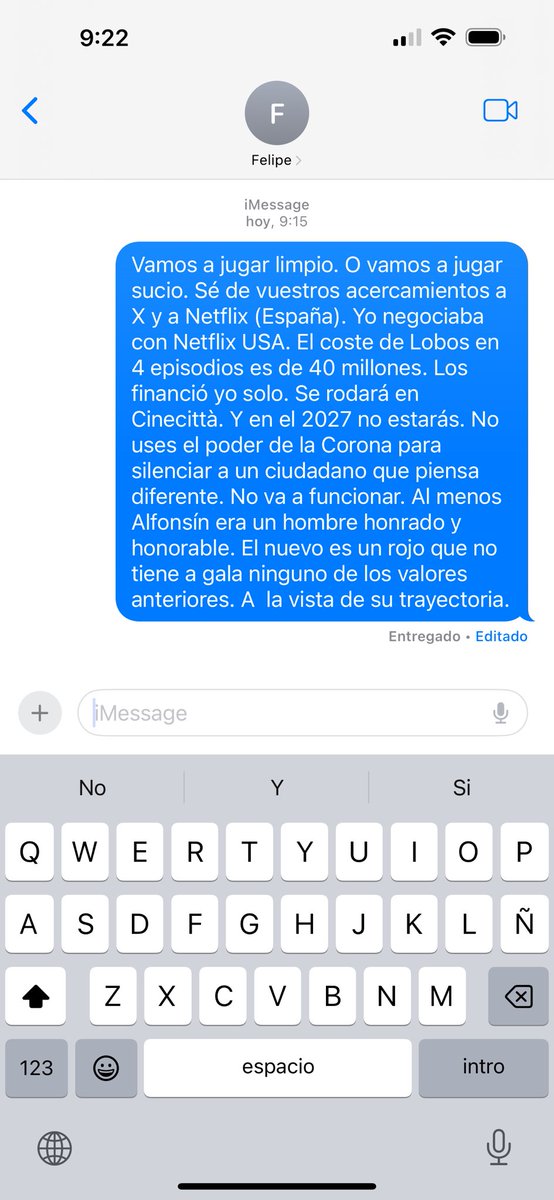 Mensaje a Felipe hoy