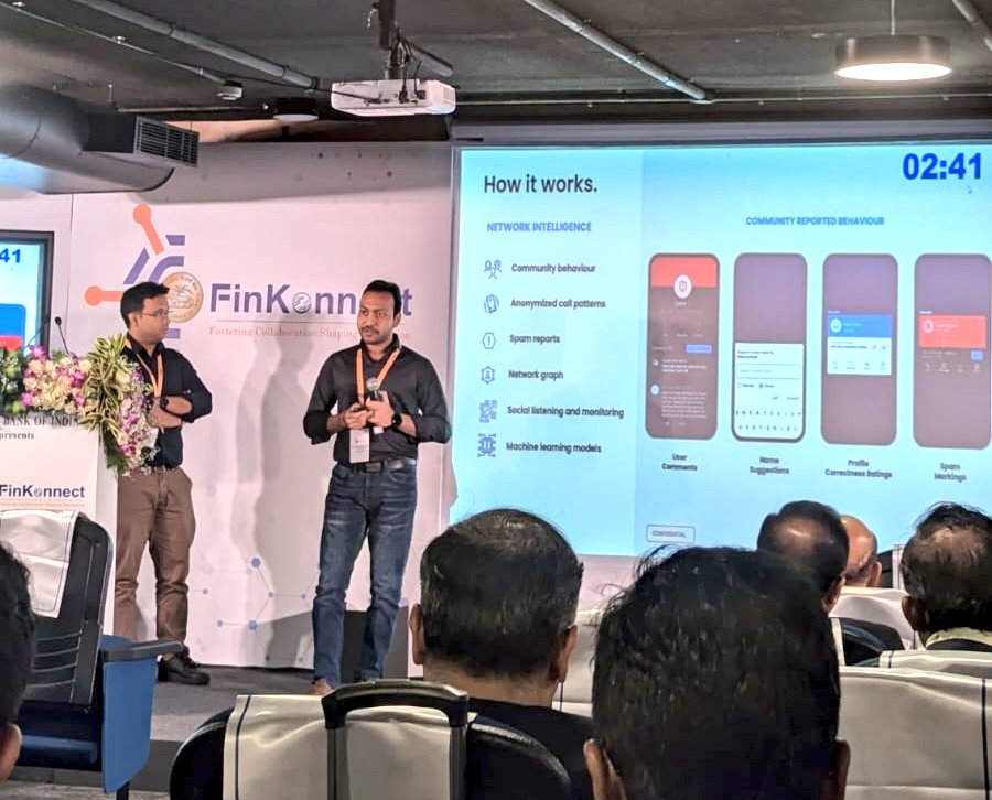 Our team, Yogesh and Adhip, from <a href="/BizTruecaller/">Truecaller for Business</a> presenting at RBI fintech event in Bengaluru.